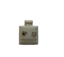 Load image into Gallery viewer, SilaDore Sterling Silver Rhodium Plated Diamond Cut Heart Screw Back Earring