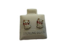 Load image into Gallery viewer, SilaDore Sterling Silver Rhodium Plated Cat Enamel Screw Back Earring