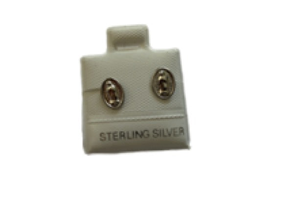 SilaDore Sterling Silver Rhodium Plated Oval Virgin Mary Screw Back Earring