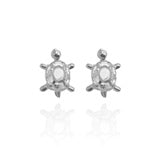 Tresoli Sterling Silver Rhodium Plated Turtle Screw Back Earring