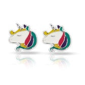 Tresoli Sterling Silver Rhodium Plated Unicorn Head Screw Back Earring