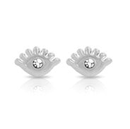 Tresoli Sterling Silver Rhodium Plated CZ Eye Screw Back Earring