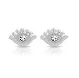 Tresoli Sterling Silver Rhodium Plated CZ Eye Screw Back Earring
