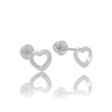 Tresoli Sterling Silver Rhodium Plated Heart Siloutte Screw Back Earring