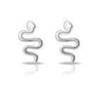 Tresoli Sterling Silver Rhodium Plated Snake Screw Back Earring