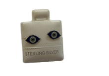 Load image into Gallery viewer, SilaDore Sterling Silver Rhodium Plated Enamel Evil Eye Screw Back Earring