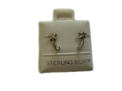 SilaDore Sterling Silver Rhodium Plated Shooting Star Screw Back Earring