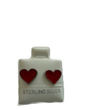Load image into Gallery viewer, SilaDore Sterling Silver Rhodium Plated Enamel Red Heart Screw Back Earring