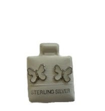 Load image into Gallery viewer, SilaDore Sterling Silver Rhodium Plated Enamel White Butterfly Screw Back Earring