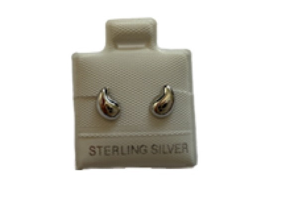 SilaDore Sterling Silver Rhodium Plated Small Tear Drop Screw Back Earring