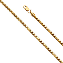 Load image into Gallery viewer, 14K Yellow Gold 2.7mm Lobster 8 Side Diamond Cut Hollow Wheat Polished Chain With Spring Clasp Closure