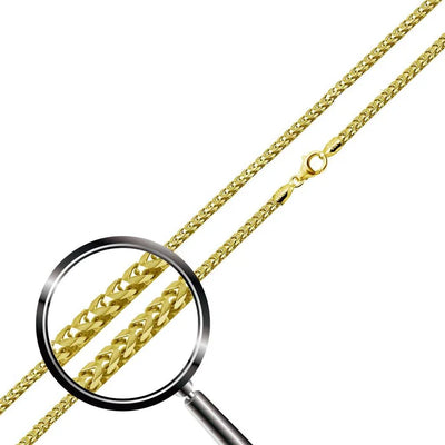 Sterling Silver Gold Plated 2.2mm Franco Chain
