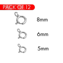 Load image into Gallery viewer, Sterling Silver Rhodium Plated Round Spring Clasp (Pack Of 12)