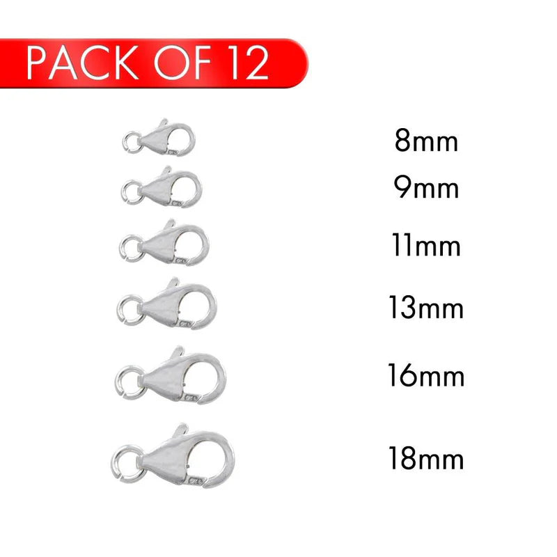 Sterling Silver Oval Lobster Clasp (Pack of 12)