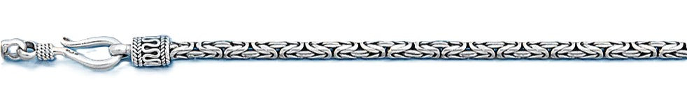 Sterling Silver Oxidized 3mm Byzantine Bali Necklace, Length 10"