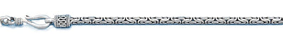 Sterling Silver Oxidized 3mm Byzantine Bali Necklace, Length 10
