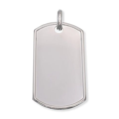 Sterling Silver High Polish Raised Edges Dogtag