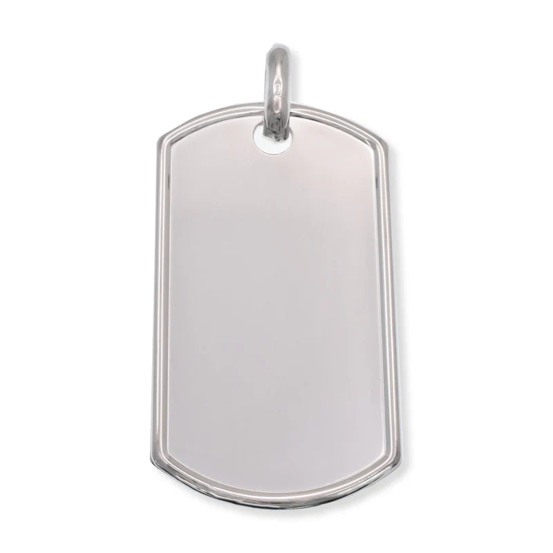 Sterling Silver High Polish Raised Edges Dogtag-18.7mm x 30.7mm