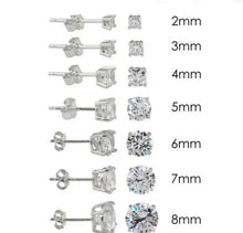 Load image into Gallery viewer, SOLD WITHOUT PAD Sterling Silver Rhodium Plated Round Basket Clear CZ Stud Earring, Size 8mm