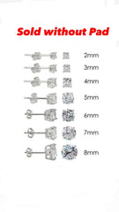 Sterling Silver Rhodium Plated Round Basket Clear CZ Stud Earring (Sold without Pad)