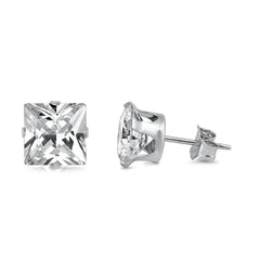 BUNDLE OF 24 PAIRS-Sterling Silver Stamping Square CZ Stud Earring