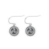 Sterling Silver Oxidized Triskelion Earrings Face Height-13.6mm
