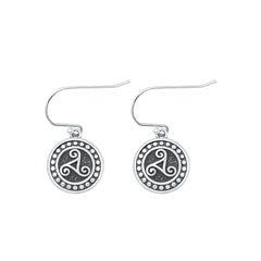 Sterling Silver Oxidized Triskelion Earrings Face Height-13.6mm