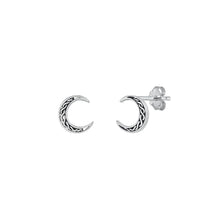 Load image into Gallery viewer, Sterling Silver Oxidized Celtic Moon Earrings