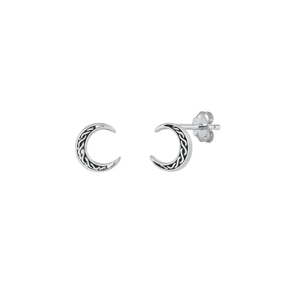 Sterling Silver Oxidized Celtic Moon Earrings