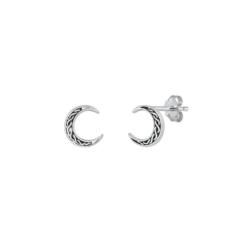 Sterling Silver Oxidized Celtic Moon Earrings
