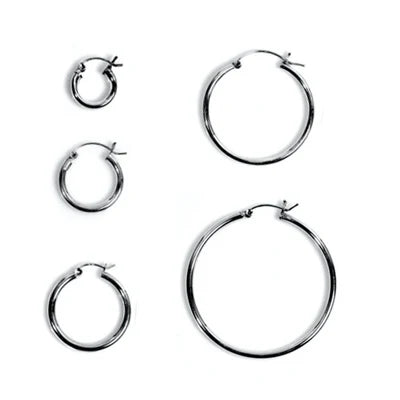 Sterling Silver Elegant 2MM Hoop Earrings with Classy Snap Post Closure, 14MM