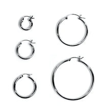 Load image into Gallery viewer, Sterling Silver Elegant 2MM Hoop Earrings with Classy Snap Post Closure, 14MM