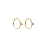 OroTrue 14K Yellow Gold Hoop With A Single CZ Huggie Earring