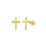 OroTrue 14K Yellow Gold Cross Screw Back Stud Earring