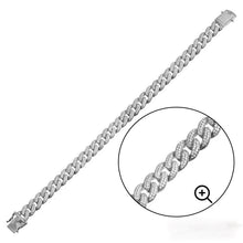 Load image into Gallery viewer, Sterling Silver Rhodium Plated Moissanite Curb 9.5mm Bracelet and Necklace