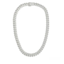 Load image into Gallery viewer, Sterling Silver CZ Encrusted Square Miami Cuban Link Chain or Bracelet 13mm