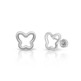 Tresoli Sterling Silver Rhodium Plated Butterfly Silhouette Screw Back Earring