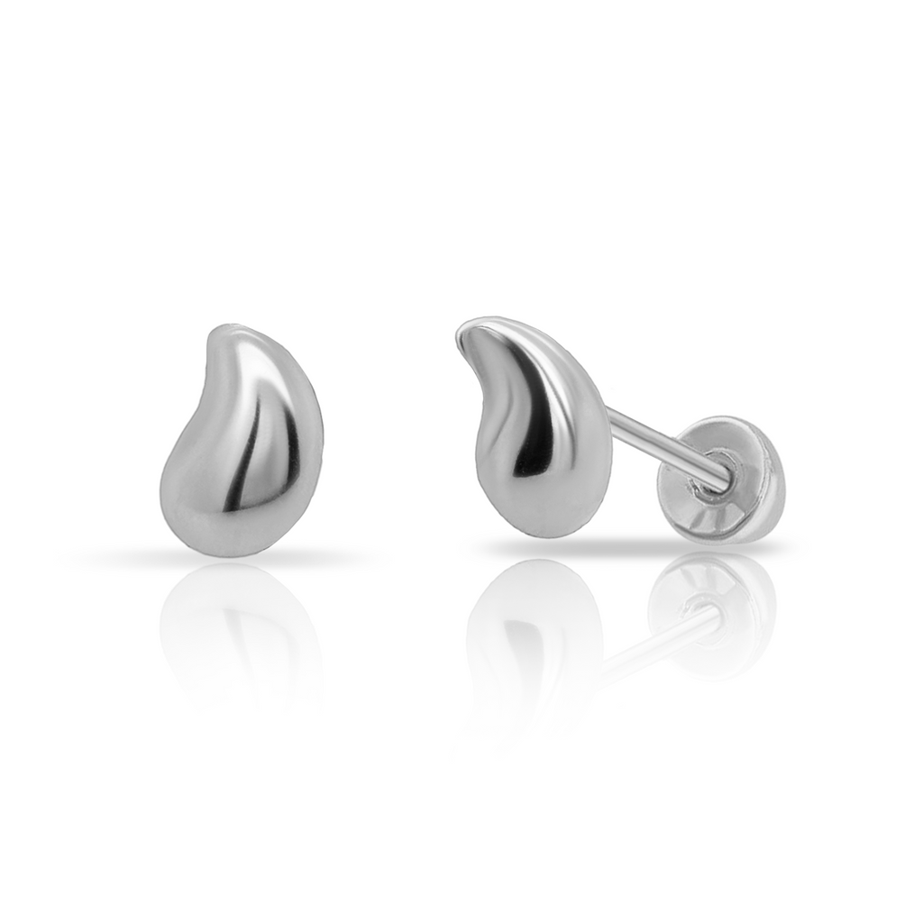Tresoli Sterling Silver Rhodium Plated Small Tear Drop Screw Back Earring