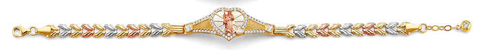 14K Tri Color Gold St. Jude ID CZ Bracelet