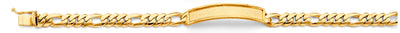 14K Yellow Gold Frame ID Figaro Link Bracelet
