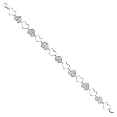 14K White Gold Hearts CZ Bracelet