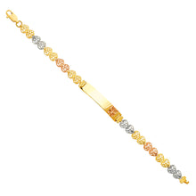 Load image into Gallery viewer, 14K Tri Color Gold Herat Link Butterfly Baby ID Bracelet