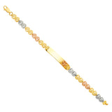 14K Tri Color Gold Herat Link Butterfly Baby ID Bracelet
