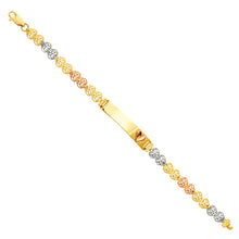 Load image into Gallery viewer, 14K Tri Color Gold Herat Link Heart Baby ID Bracelet