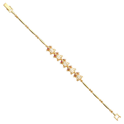 14K Yellow Gold Glow In Dark Frog CZ Bracelet