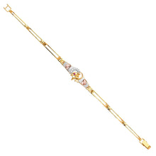 Load image into Gallery viewer, 14K Tri Color Gold Dolphine CZ Bracelet