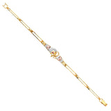 14K Tri Color Gold Dolphine CZ Bracelet