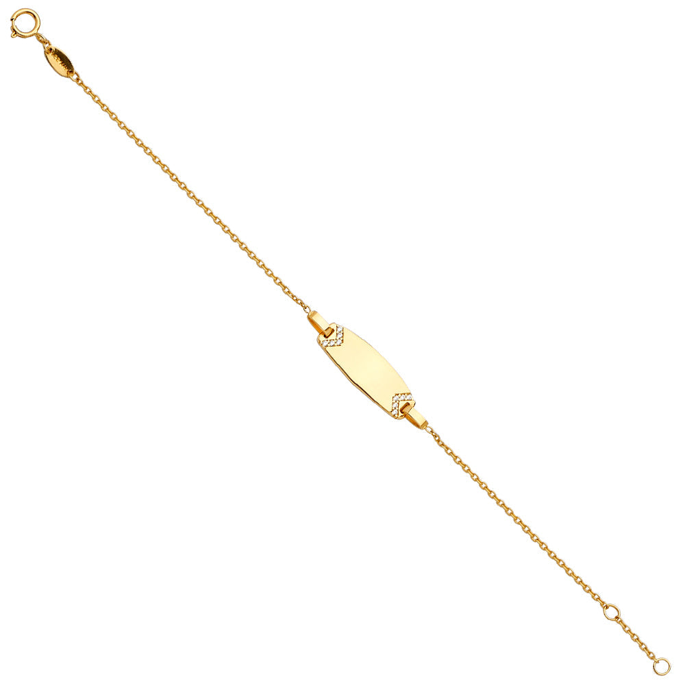 14K Yellow Gold CZ Baby ID Bracelet