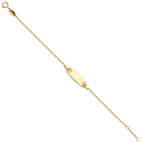 14K Yellow Gold CZ Baby ID Bracelet