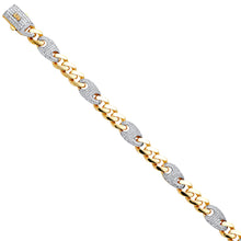 Load image into Gallery viewer, 14K Yellow Gold 9.5mm Hollow Fancy Monaco CZ Bracelet With CZ Lock